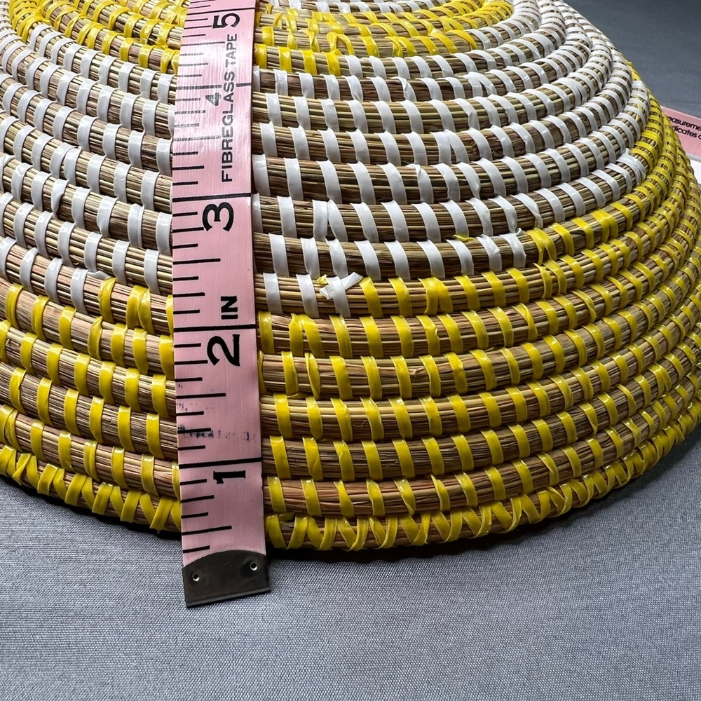 Handwoven Yellow & White Coil Basket Boho Coastal Decor - Picture 5 of 8
